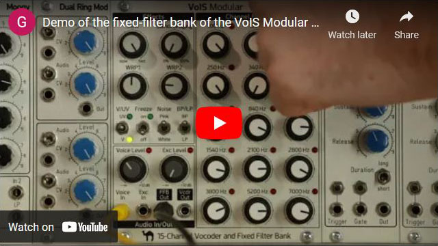 Youtube: Demo of the fixed-filter bank of the VoIS Modular vocoder